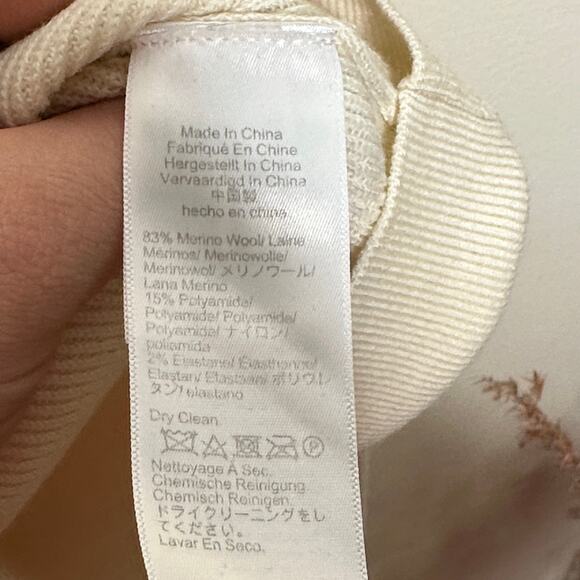 J. CREW Ruffleneck Merino Wool Blend Sweater Ivory Cream Sz S {3J43} - Picture 5 of 6